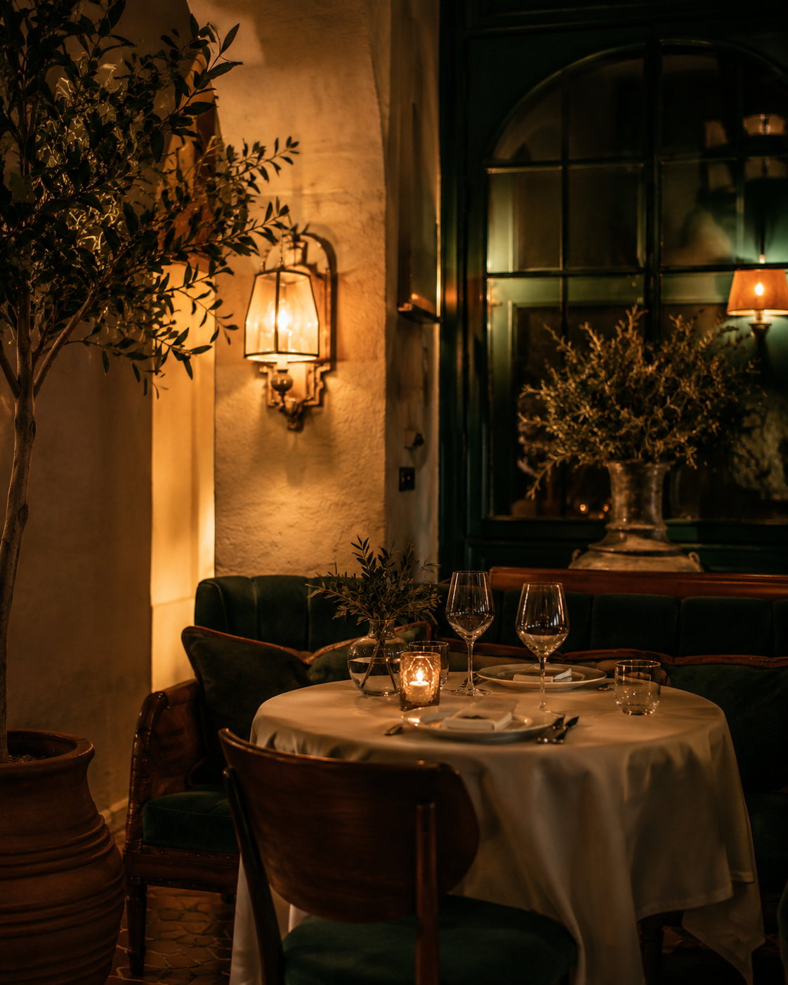 Angolo raccolto di un ristorante mediterraneo