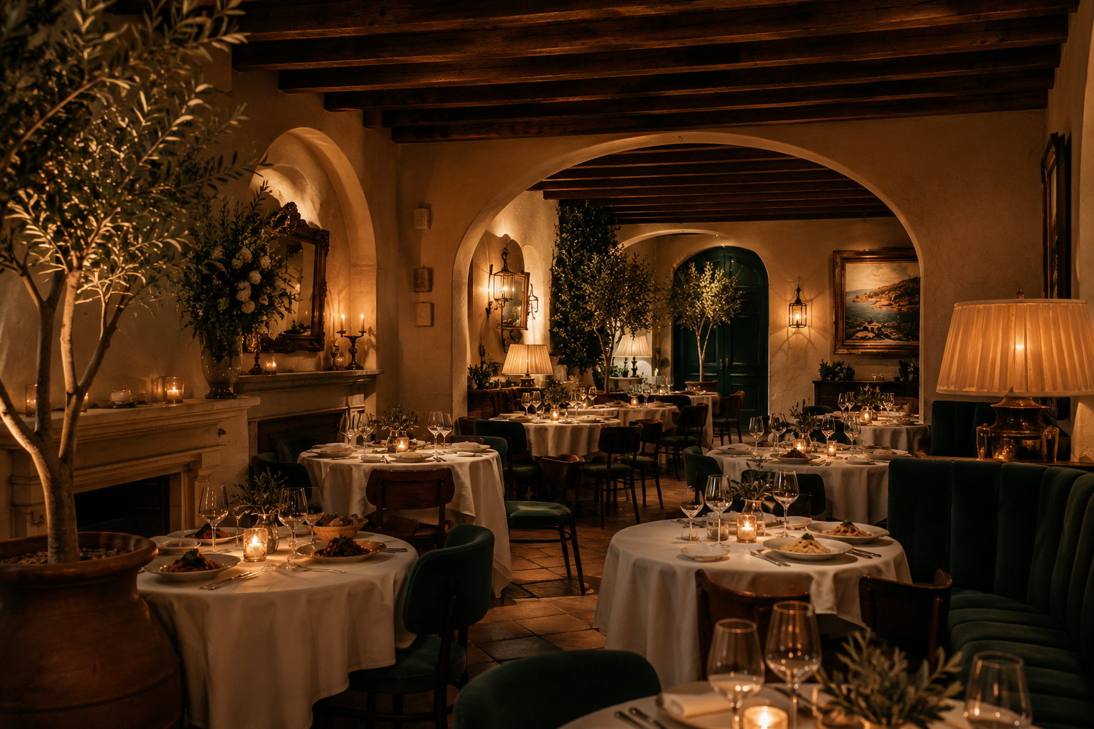 Interno accogliente di un ristorante mediterraneo