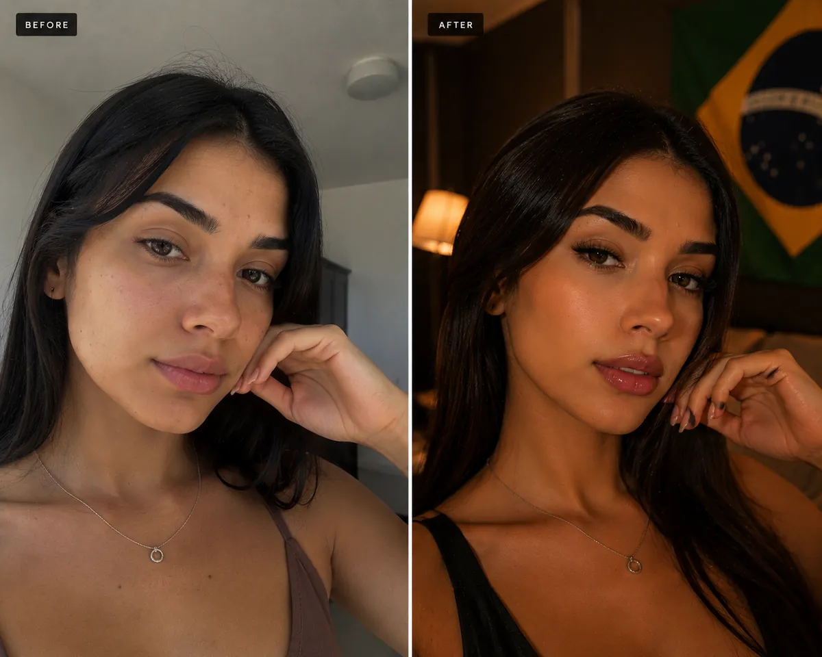 Before and After — Face Retouch Dark Hair