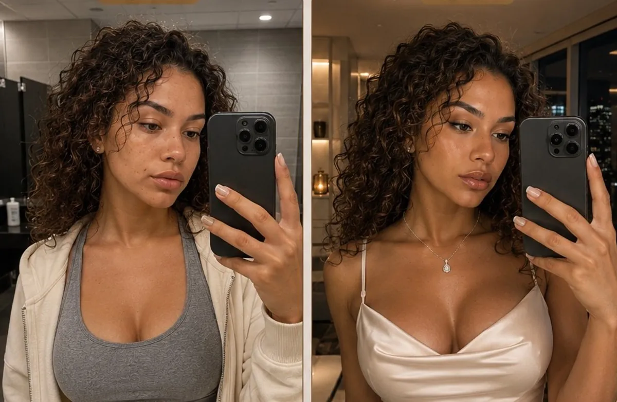 Before and After — Curly Hair Gym to Night