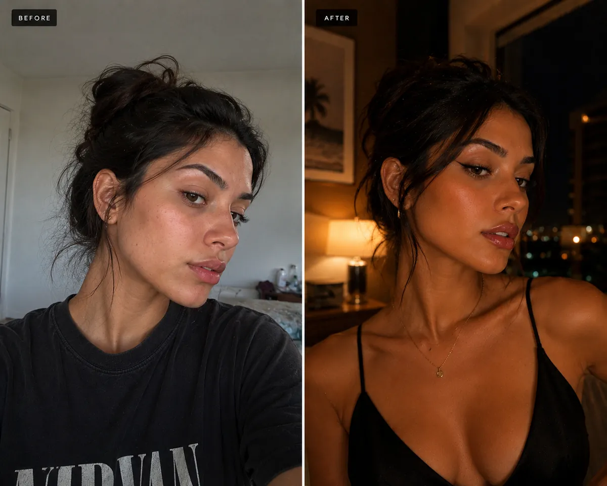 Before and After — Updo to Warm Evening Light