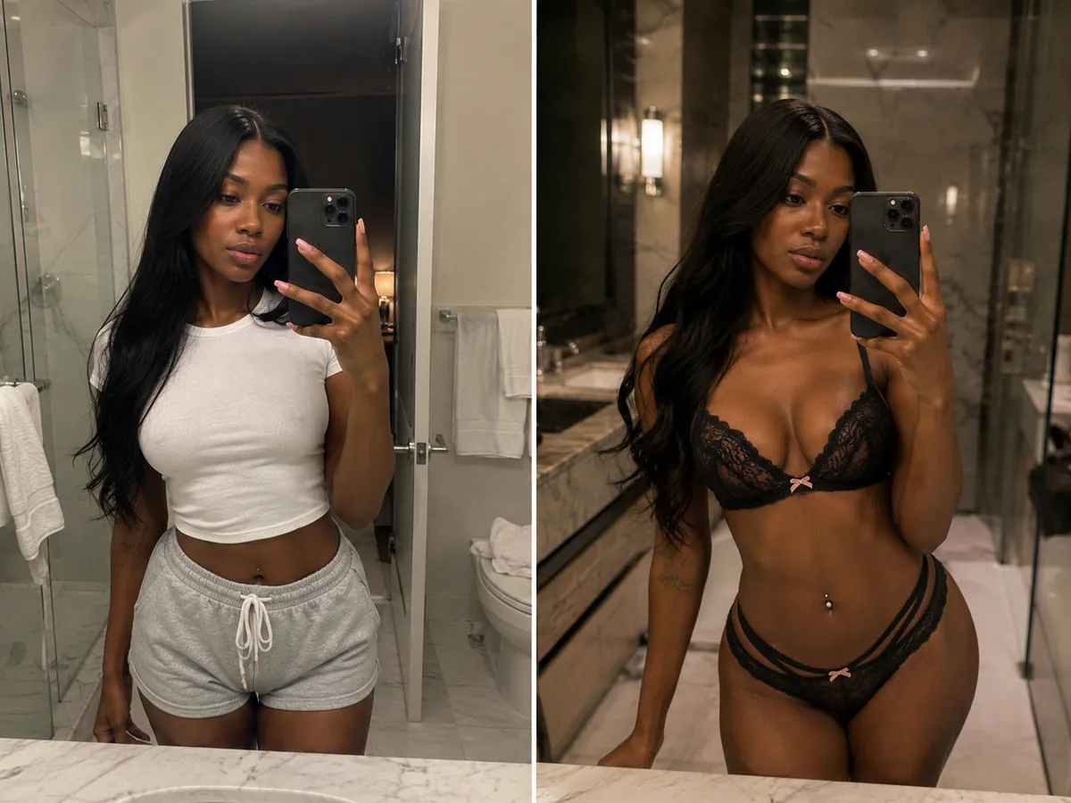 Before and After — Bathroom Mirror Selfie