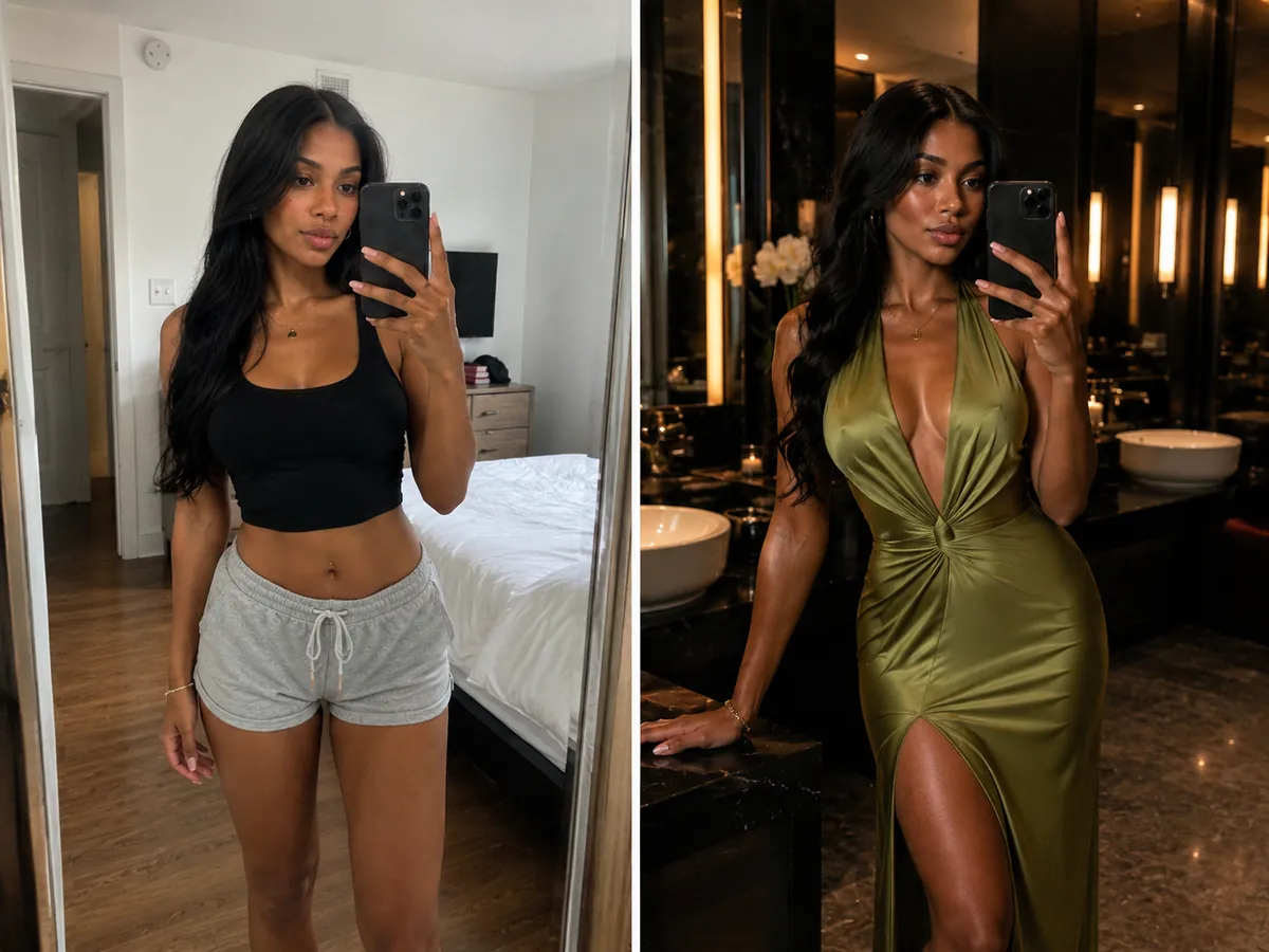 Before and After — Bedroom to Evening Gown